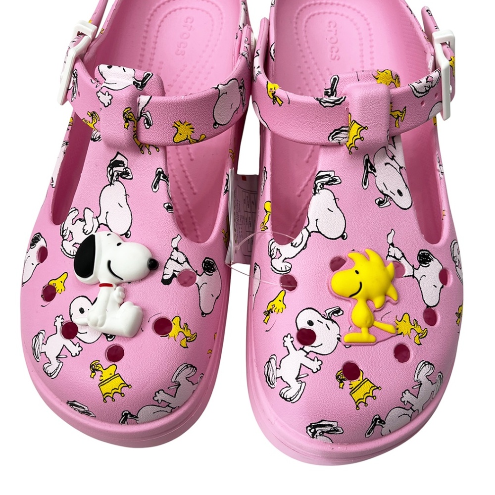 Crocs Peanuts Mary Jane Clog Snoopy & Woodstock Pink Women's 10 Men's 8 NWT - Picture 3 of 12